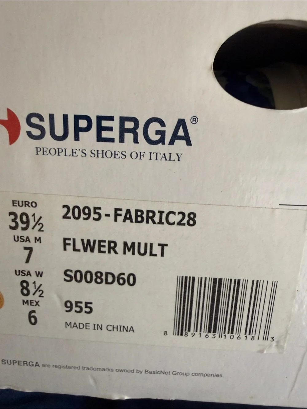 Superga Italy flower US Sz 7(M) sneakers NEW